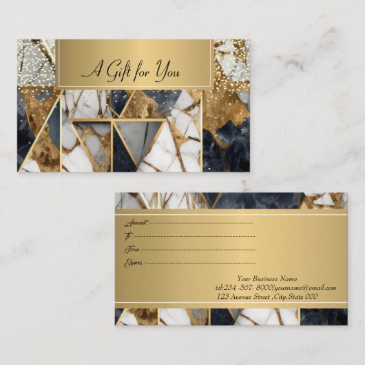 エレガント,モダンプロフェッショナル大理石金ゴールド幾何学模様 割引カード (正面/裏面)
