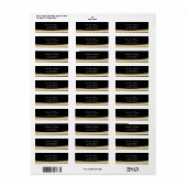 エレガント,モダン光沢，金ゴールド，黒住所 シール (フルシート)