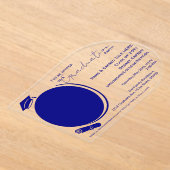 エレガント,モダン卒業写真卒業,ネイビーブルー アクリル招待状 (レイダウン)