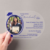 エレガント,モダン卒業写真卒業,ネイビーブルー アクリル招待状 (インサイチュ (ポータブル))