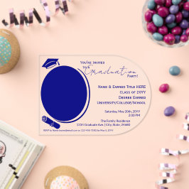 エレガント,モダン卒業写真卒業，ネイビーブルー アクリル招待状