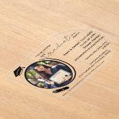 エレガント,モダン卒業写真，黒パーティー アクリル招待状 (レイダウン)