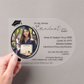 エレガント,モダン卒業写真，黒パーティー アクリル招待状 (インサイチュ (ポータブル))