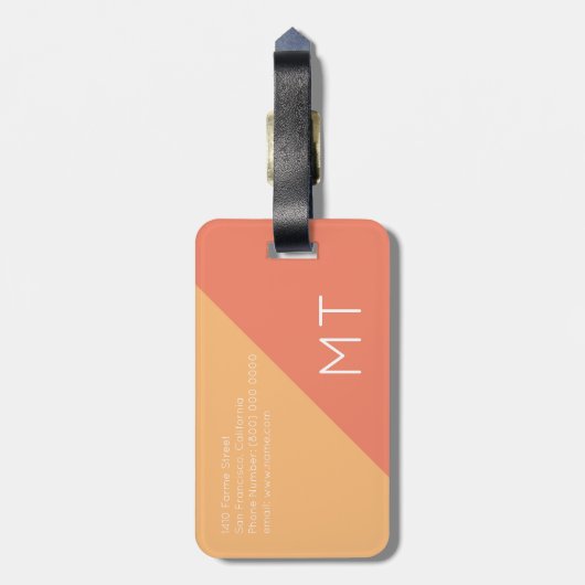エレガント、モダン幾何学的サーモン世界旅行 ラゲッジタグ (裏面縦)