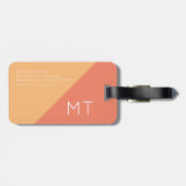 エレガント、モダン幾何学的サーモン世界旅行 ラゲッジタグ (裏面横)