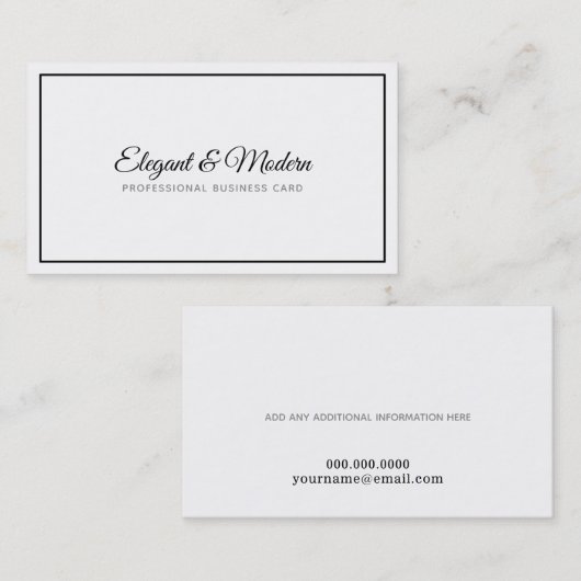 エレガント&モダン手書き教授b/w 名刺 (正面/裏面)