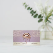 エレガント,モダン紙吹雪，メタリック滴下唇 名刺 (スタンド正面)