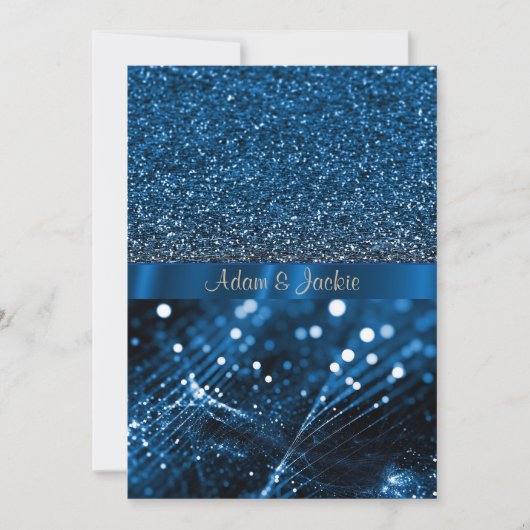 エレガント&モダン結婚のスプリット王室の青 招待状 (正面)