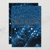 エレガント&モダン結婚のスプリット王室の青 招待状 (正面/裏面)