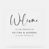 エレガント&モダン結婚の歓迎フロステッド アクリルサイン (正面)