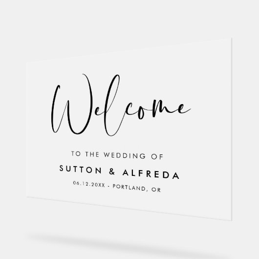 エレガント&モダン結婚の歓迎フロステッド アクリルサイン (傾斜)
