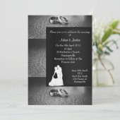 エレガント&モダン結婚リング招待黒whit 招待状 (スタンド正面)