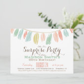 エレガント、モダン誕生日・サプライズ・パーティー 招待状 (スタンド正面)