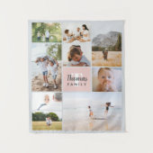 エレガント&モダン赤面ピンクファミリーフォトコラージュ タペストリー (正面)