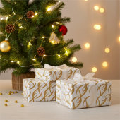 エレガント,モダン金ゴールドと白結婚人夫婦 ラッピングペーパー