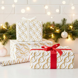 エレガント,モダン金ゴールドと白結婚人夫婦 ラッピングペーパー