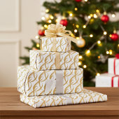 エレガント,モダン金ゴールドと白結婚人夫婦 ラッピングペーパー