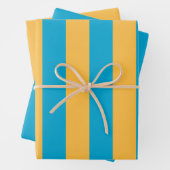 エレガント、モダン青い黄色の全大事な行事ストライプの ラッピングペーパーシート (インサイチュ)