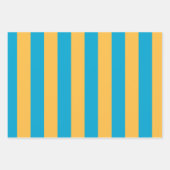 エレガント、モダン青い黄色の全大事な行事ストライプの ラッピングペーパーシート (正面)