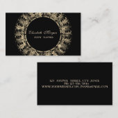 エレガント,モダン黒，金ゴールドフレーム渦巻き 名刺 (正面/裏面)