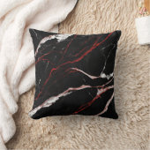 エレガント モダン おしゃれ ブラック レッド マーブル クッション (ブランケット)