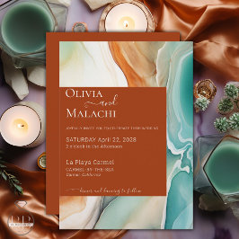 エレガント モダン アブストラクト アゲート テラコッタ 招待状