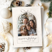 エレガント モダン アーチ ファミリー フォト シンプル ボウ ハッピー シーズンカード