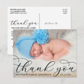 エレガント モダン カリグラフィー 新生児 ベイビー サンクス B ポストカード (正面/裏面)