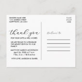 エレガント モダン カリグラフィー 新生児 ベイビー サンクス B ポストカード (裏面)