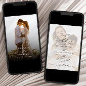 エレガント モダン カリグラフィー 2-フォト ウェディング 招待状