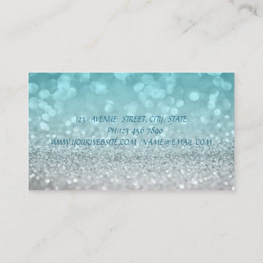 エレガント モダン グリッタリー ボケ シルバー ロータス 名刺 (裏面)