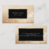 エレガント モダン グリッター ボケ ブラック フレーム 名刺 (正面/裏面)
