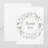 エレガント モダン グリーンガーランド サンキューカード (正面/裏面)