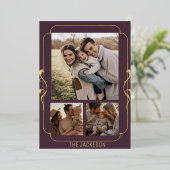 エレガント モダン ゴールド フォイル ファミリー フォト カード (立ち正面)