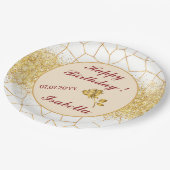 エレガント モダン ゴールド ホワイト ステンドグラス コレクション ペーパープレート (アングル)