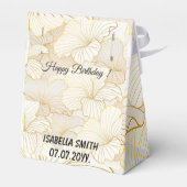 エレガント モダン ゴールド ホワイト フローラル ライン コレクション フェイバーボックス (裏面サイド)