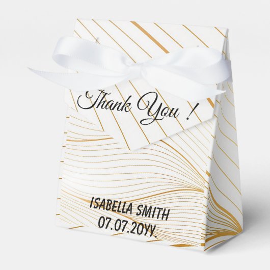 エレガント モダン ゴールド ホワイト リーフ ライン コレクション フェイバーボックス (正面サイド)