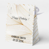 エレガント モダン ゴールド ホワイト リーフ ライン コレクション フェイバーボックス (裏面サイド)