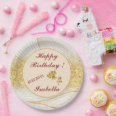 エレガント モダン ゴールド ホワイト リーフ ライン コレクション ペーパープレート (パーティー)