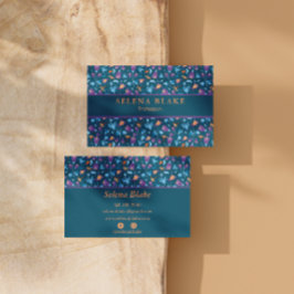 エレガント&モダン | シックなフローラルパターン 名刺