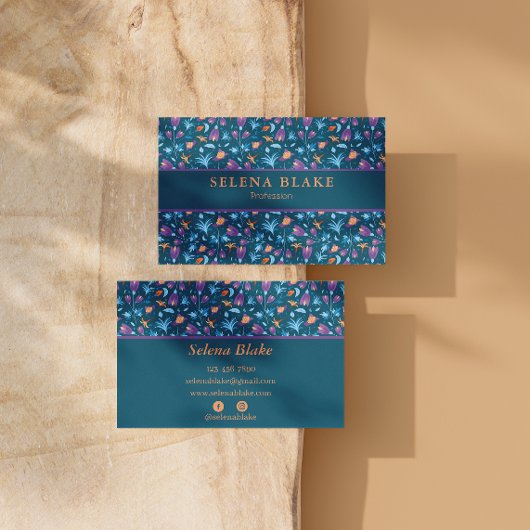 エレガント&モダン | シックなフローラルパターン 名刺