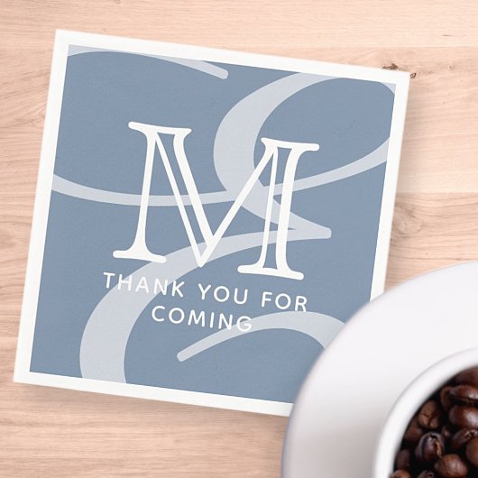 エレガント モダン シック ダブル モノグラム サンクスユー スタンダードカクテルナプキン