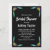 エレガント モダン シャイニー フラワー ブライダル シャワー 招待状 (正面)