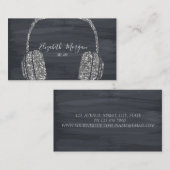 エレガント モダン シルバー グリッター ヘッドフォン DJ 名刺 (正面/裏面)