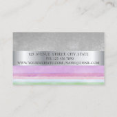 エレガント モダン、シルバー ストライプ ウォーターカラー ストライプス 名刺 (裏面)