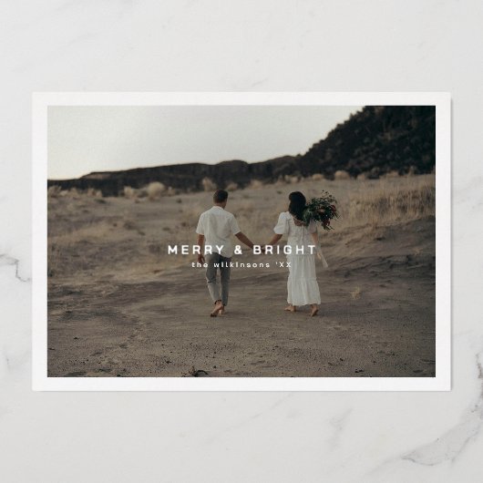 エレガント モダン シンプル フォトカード ホイル加工 箔シーズンカード (正面)