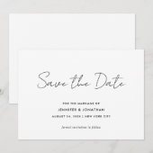 エレガント モダン シンプル ブラック＆ホワイト タイポグラフィ セーブザデート (正面/裏面)