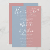 エレガント モダン ジェンダー リビール パーティー 招待状 (正面/裏面)