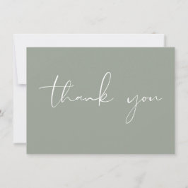 エレガント モダン スクリプト カリグラフィー セージグリーン サンキューカード