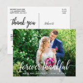 エレガント モダン スクリプト フォーエバー サンクフル ウェディング ポストカード (正面/裏面)